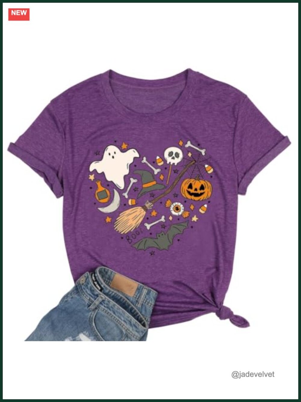 Women's Halloween Witch Graphic T-Shirt Cotton Blend Crew Neck Short Sleeve